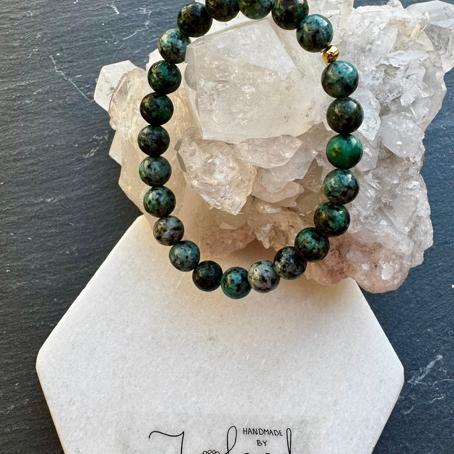 Edelsteen armband - Gespikkelde jade groen