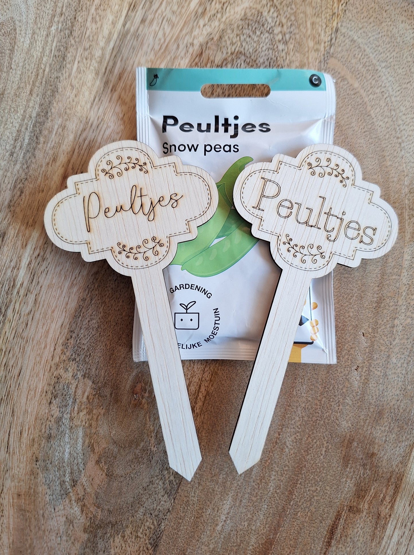 Houten plantensteker - Peultjes