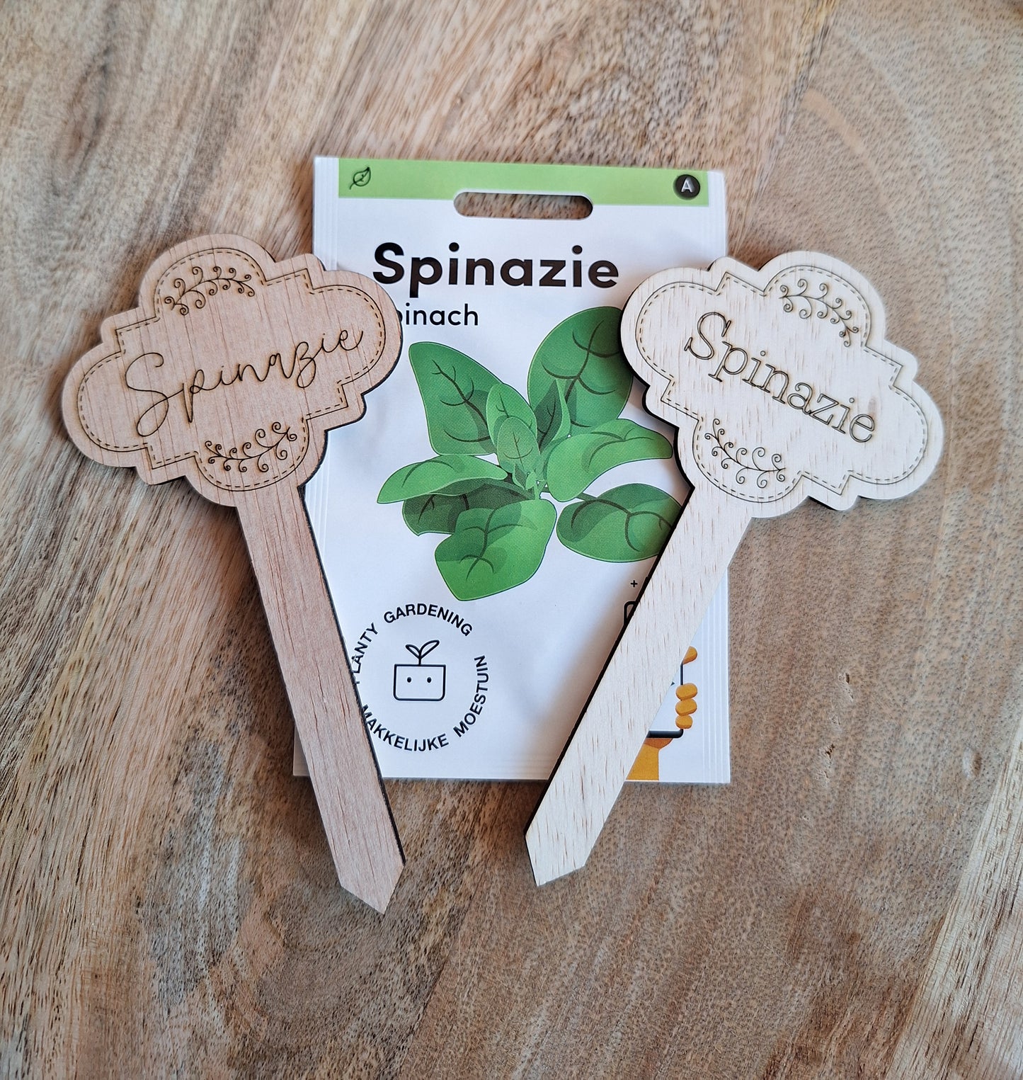 Houten plantensteker - Spinazie