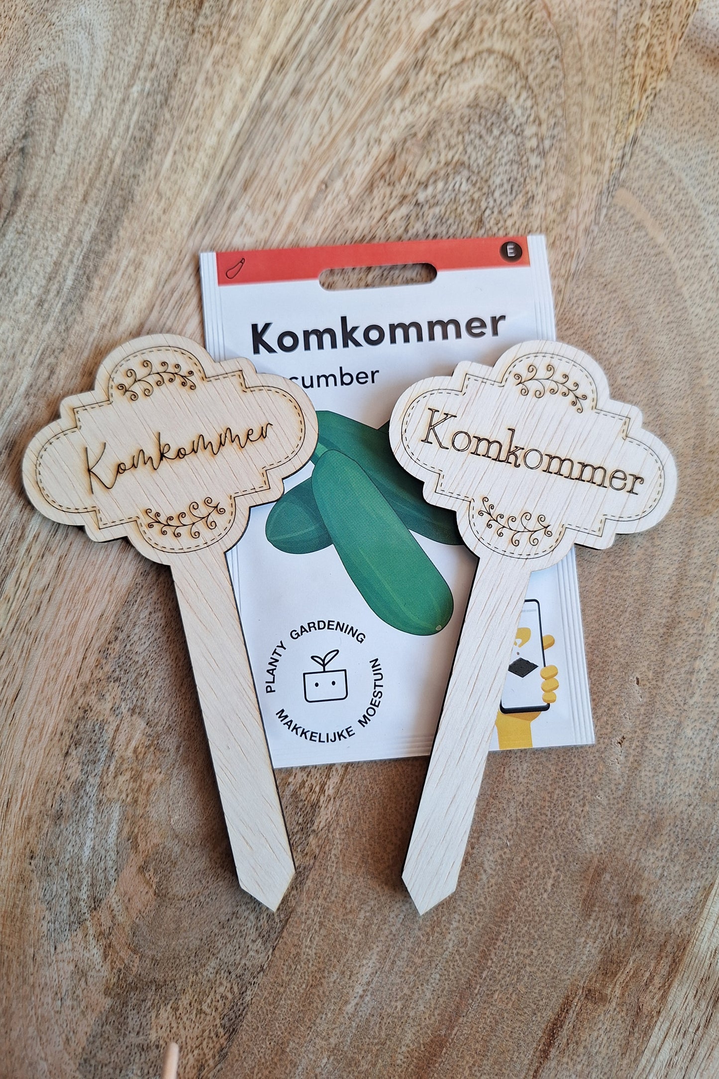 Houten plantensteker - Komkommer