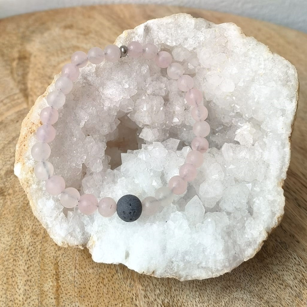 Diffuser armband - Rozenkwarts mat