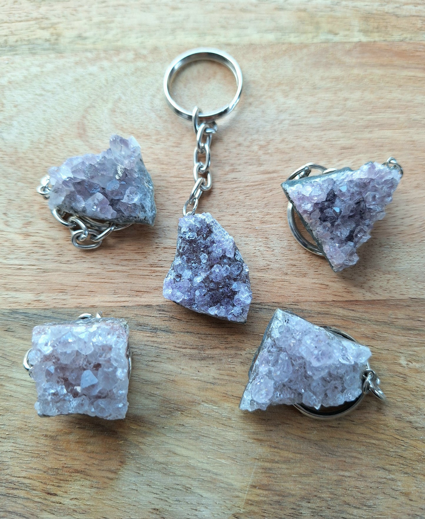 Amethist cluster sleutelhanger