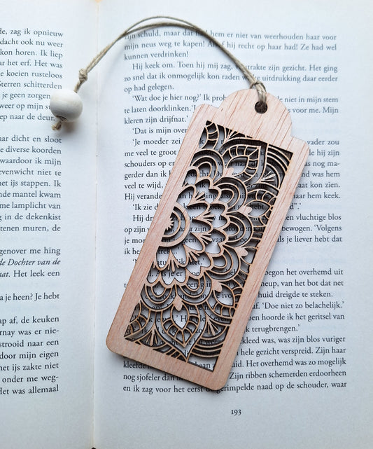 Houten boekenlegger - Mandala 4